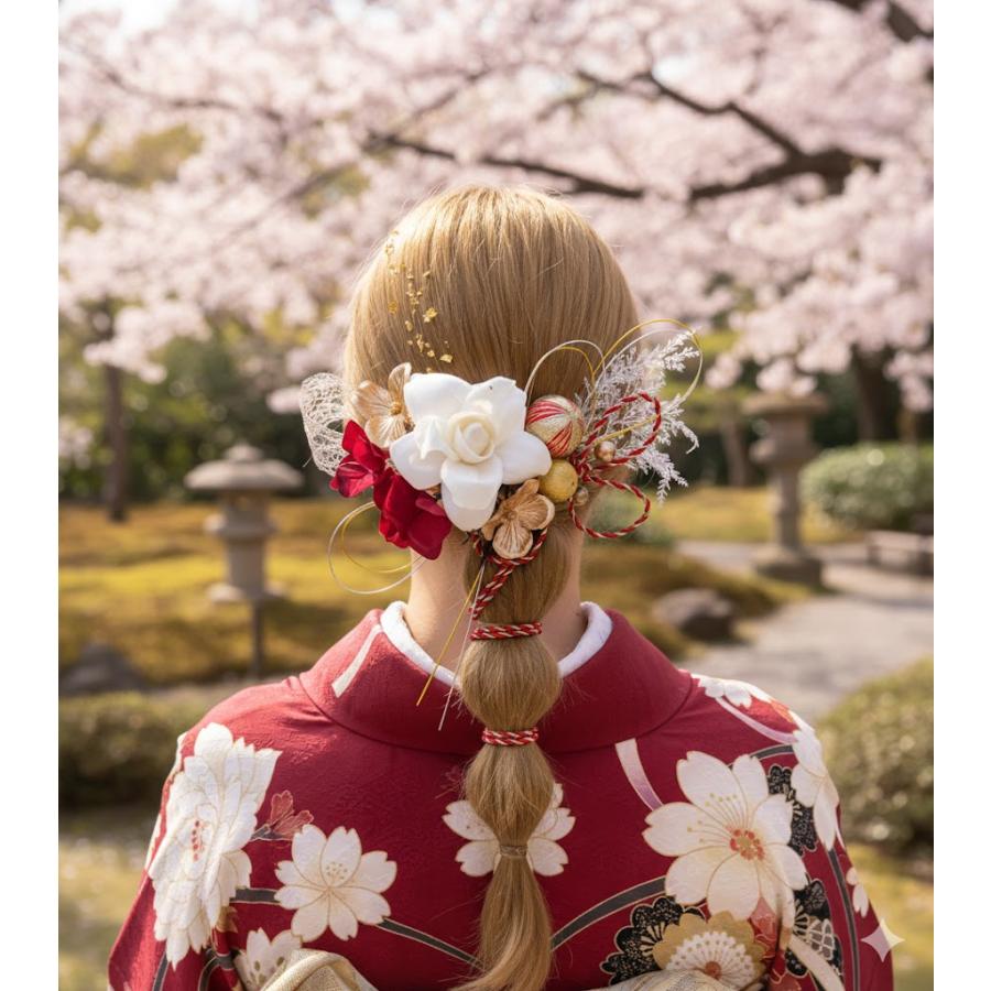 髪飾りTata8】国産 成人式 振袖 結婚式 卒業式 袴 和装 高級造花胡蝶蘭 