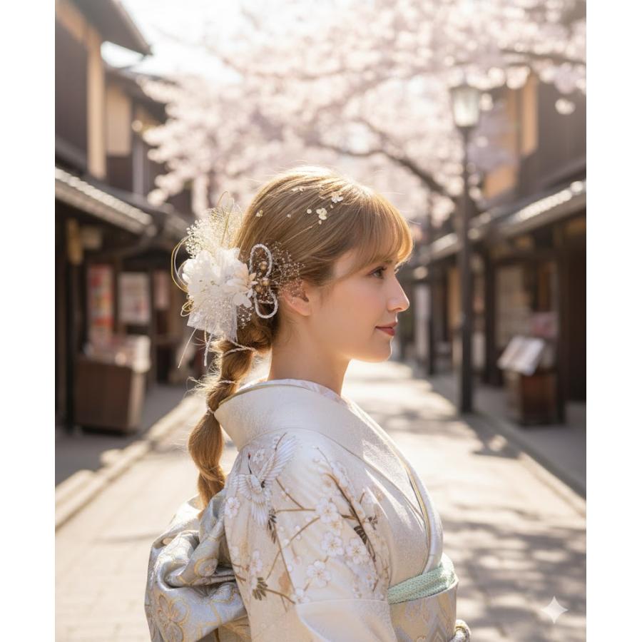 髪飾りTATA8]成人式 卒業式 結婚式 前撮り 振袖 留袖 和装 着物 お花