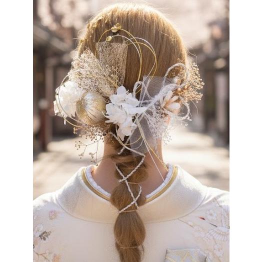 髪飾りTATA8]成人式 卒業式 結婚式 前撮り 振袖 留袖 和装 着物 お花