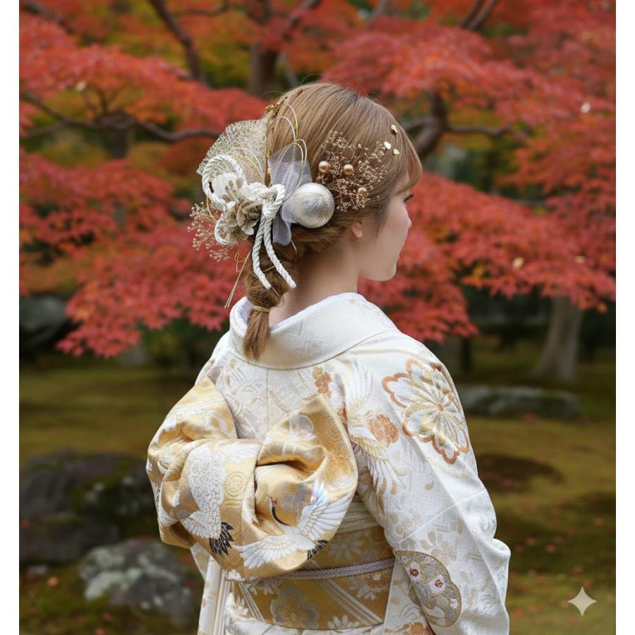 髪飾りTATA8]成人式 卒業式 結婚式 前撮り 振袖 留袖 和装 着物 お花