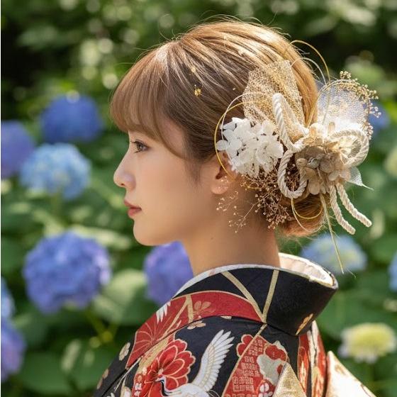 髪飾りTATA8]成人式 卒業式 結婚式 前撮り 振袖 留袖 和装 着物 お花