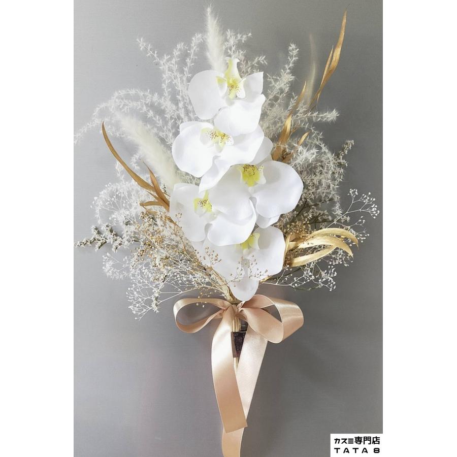 【大幅値下げ！】造花 ウェディングブーケ 約30cm ブートニア付き 楽天市場】ブーケ ブートニア セット キャスケードブーケ 新郎用