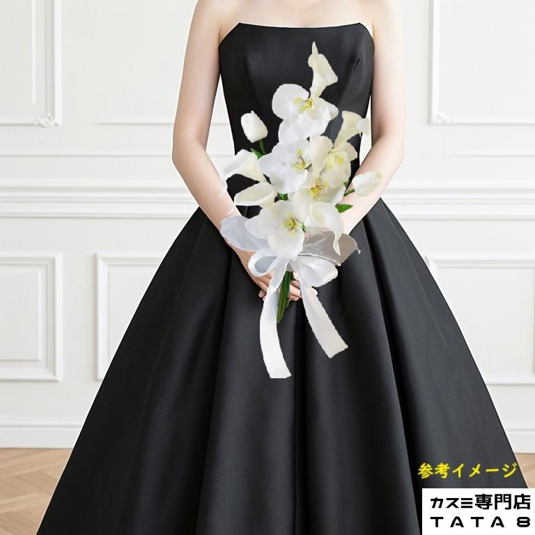 造花 花束とブートニア、髪飾り3セット 結婚式43*30cmブーケ3点セット(新郎ブートニア、花嫁髪飾り付