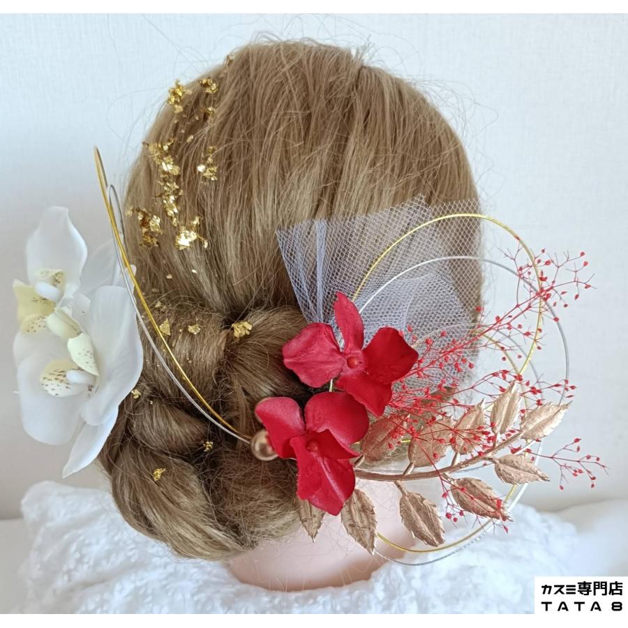 和装髪飾り　胡蝶蘭髪飾り成人式髪飾り卒業式袴着物振袖結婚式ヘッドドレス ヘッドドレス 和装 成人式 髪飾り ウェディング 胡蝶蘭 造花 袴