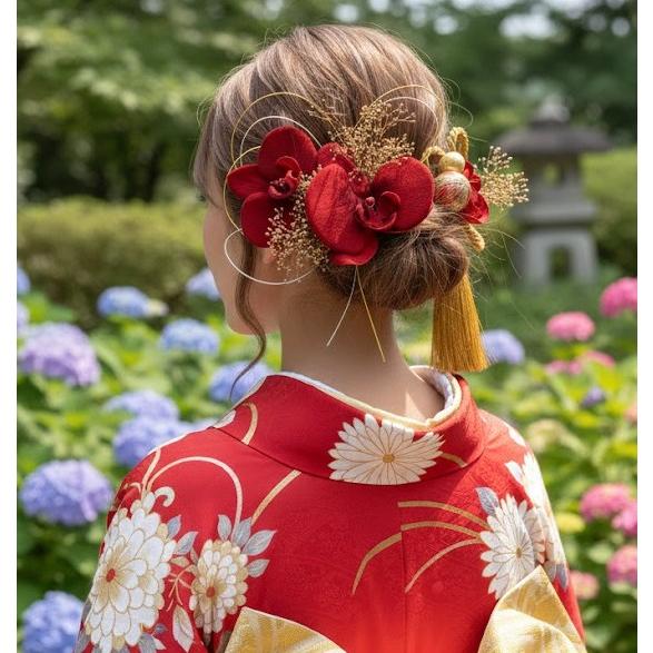 髪飾り 成人式 振袖 卒業式 袴 結婚式｜胡蝶蘭造花＆プリザーブド 水