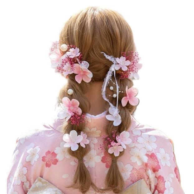 日本製 春桜髪飾り 卒業式 袴 結婚式 成人式 振袖 和装 着物 ヘッド