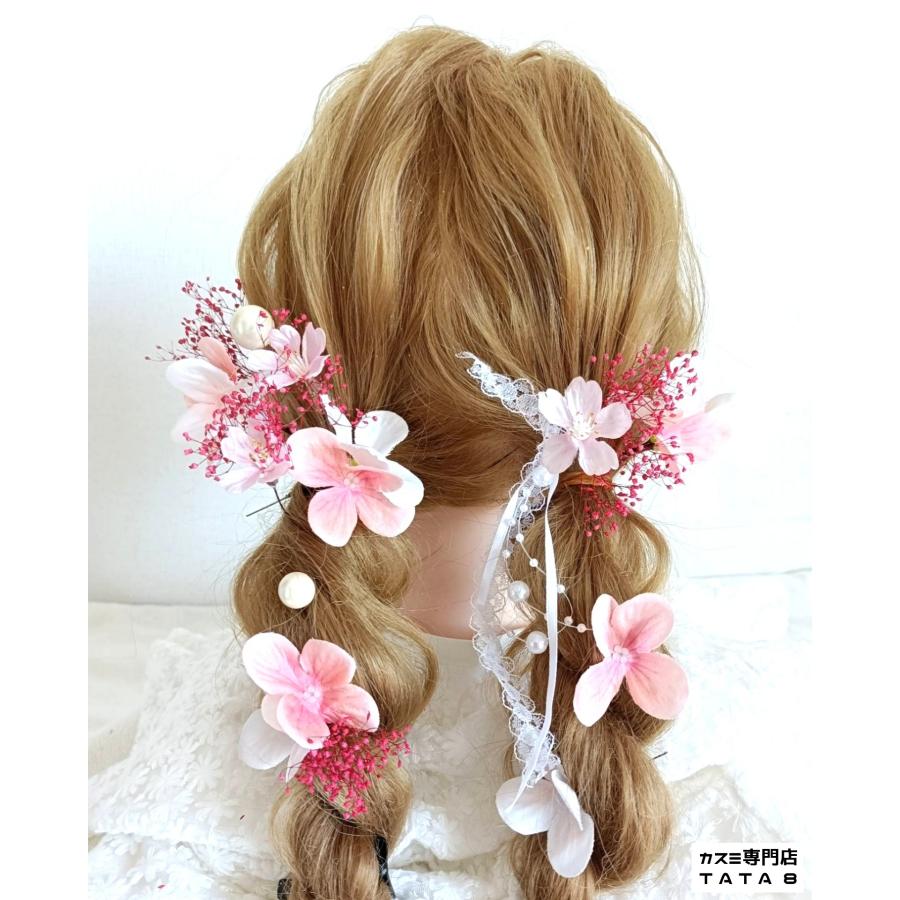 日本製 春桜髪飾り 卒業式 袴 結婚式 成人式 振袖 和装 着物 ヘッド