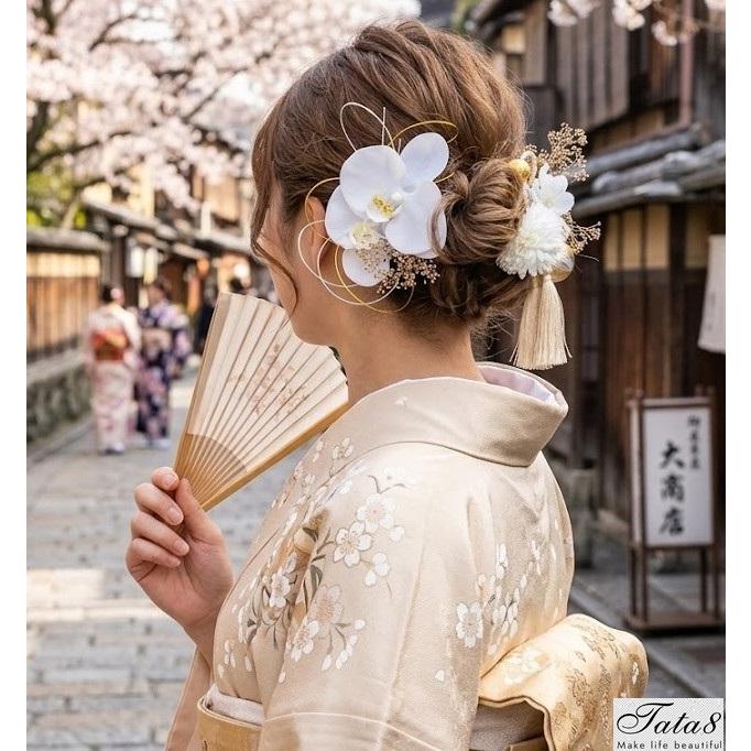 髪飾り】国内工房 豪華胡蝶蘭 ダリア 成人式 振袖 卒業式 袴 結婚式