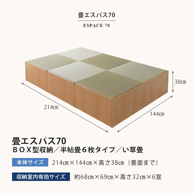 小上がり 畳ベッド 畳 ベッド 畳収納 リビング フローリング 和室 後付け 日本製 国産 畳ユニット 組み立て おすすめ エスパス70 214cm×144cm い草畳 3畳｜tatamikouhinn｜13