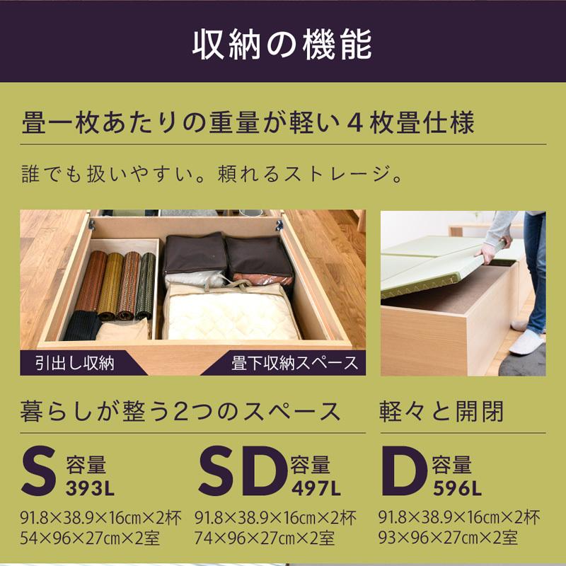 畳ベッド セミダブル 引き出し収納 畳 ベッド 収納付き 小上がり 日本製 国産 ベッド下 収納 フレーム 布団 おすすめ ベケット 選べる畳 スタンダード畳床｜tatamikouhinn｜07