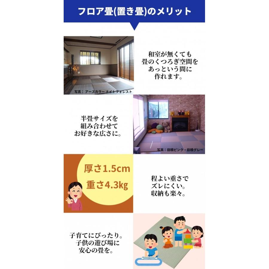 置き畳 琉球風畳 セキスイフロア畳 目積パステルカラー はんなり 正方形 ヘリなし半帖 縁無し 国産 MIGUSA 美草 受注生産品 SEKISUI 積水 アジアン 洋風畳 |  | 06