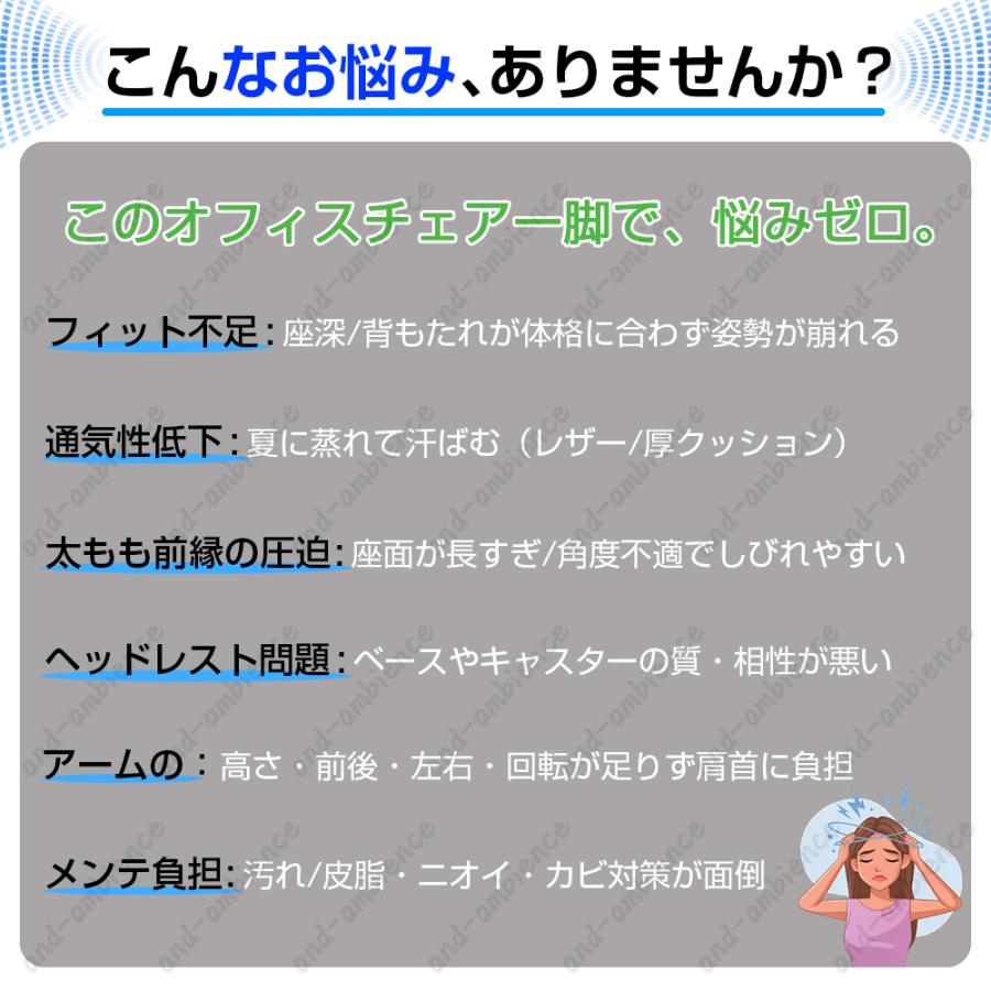 オフィスチェア 人間工学 パソコンチェア メッシュ 9Dアーム 8Dヘッドレスト 肘付き 回転 昇降 静音PUキャスター 座面調整 椅子 デスクチェア 在宅勤務 腰痛対策_2