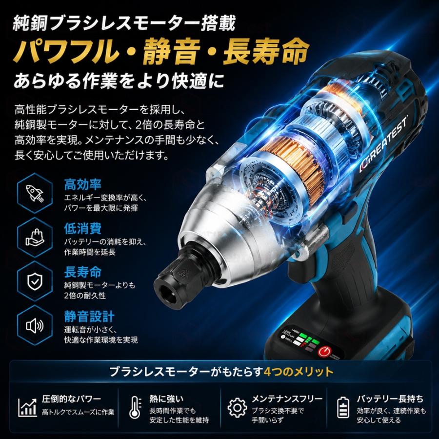 正規品 インパクトレンチ タイヤ交換 充電式 電動インパクトドライバー