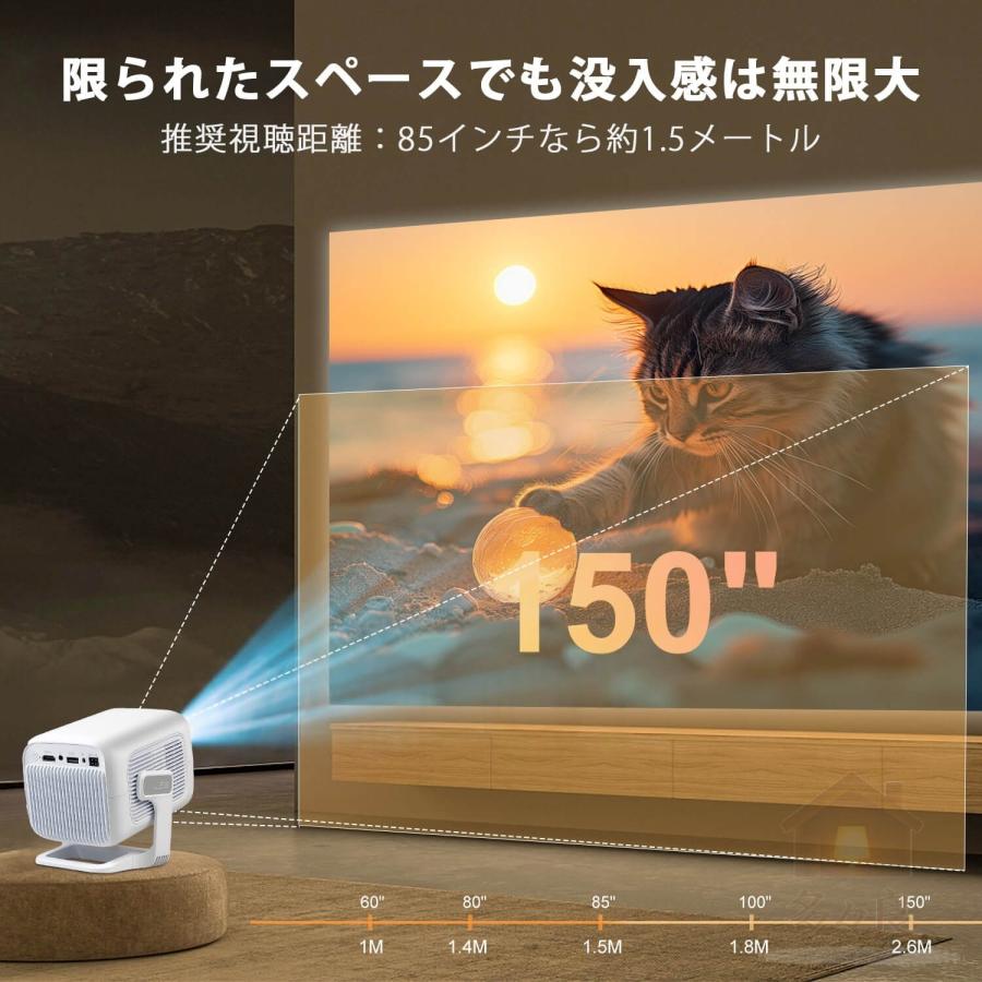 プロジェクター 家庭用 小型 天井投影 270度回転 Netflix認証 Android