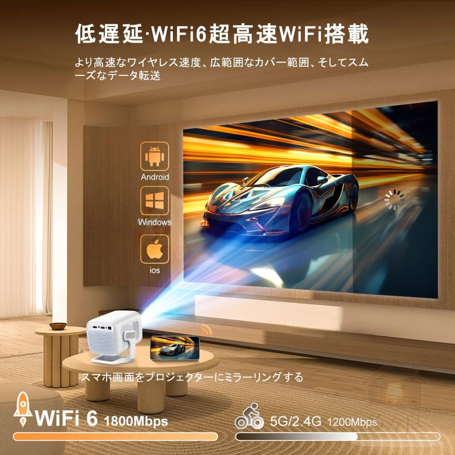 プロジェクター 家庭用 小型 天井投影 270度回転 Netflix認証 Android