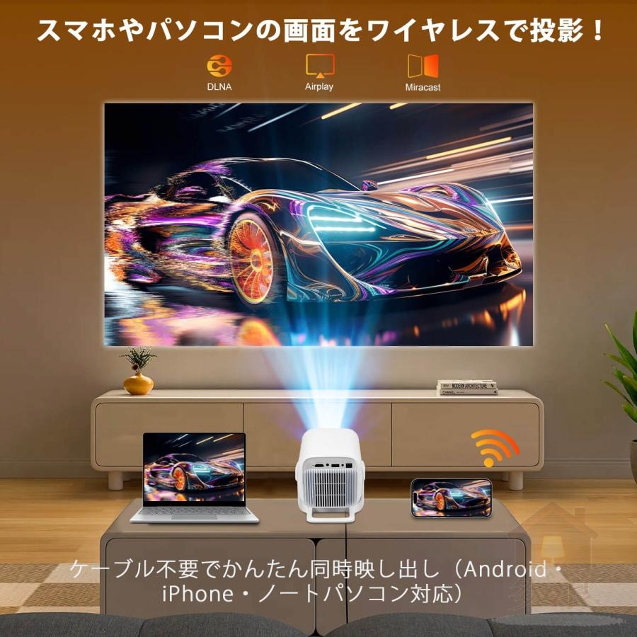 プロジェクター 家庭用 小型 天井投影 270度回転 Netflix認証 Android