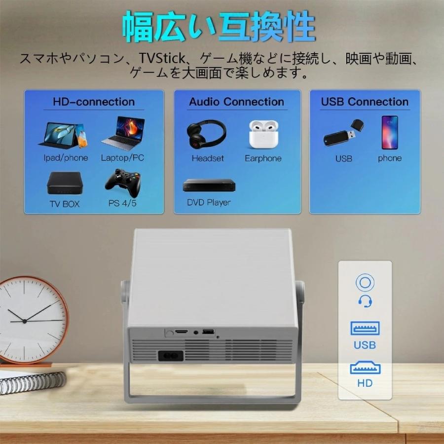 プロジェクター 小型 天井投影 家庭用 4K対応 Netflix 1080P 高画質 スマホと繋げる android搭載 軽量 5G wi-fi 6 ホームシアター 子供 壁 コンパクト 静音_8