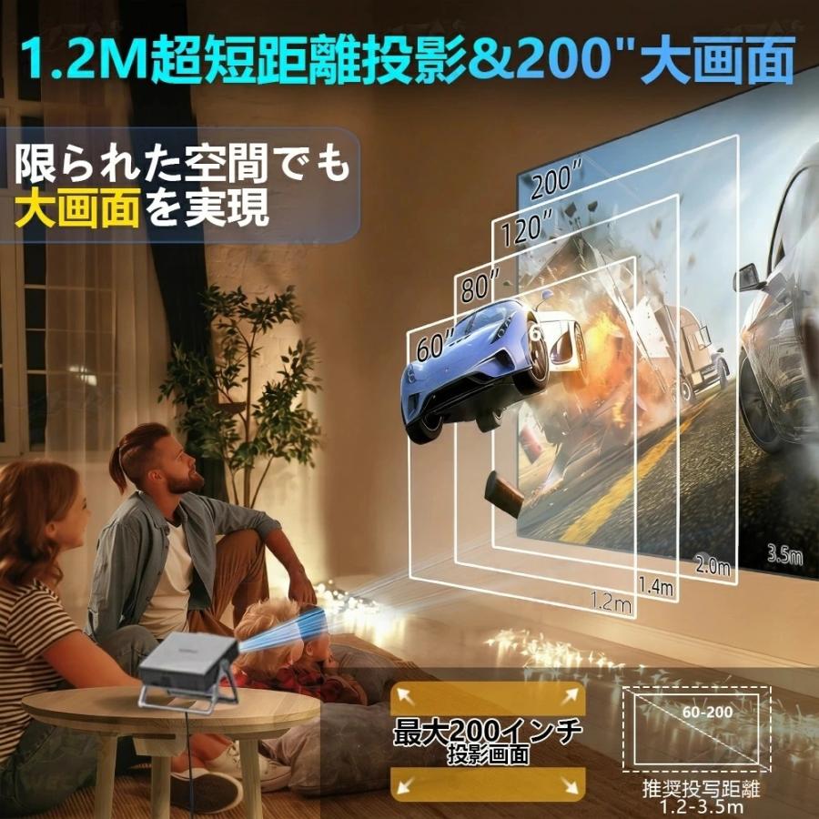 プロジェクター 小型 天井投影 家庭用 4K対応 Netflix 1080P 高画質 スマホと繋げる android搭載 軽量 5G wi-fi 6 ホームシアター 子供 壁 コンパクト 静音_9