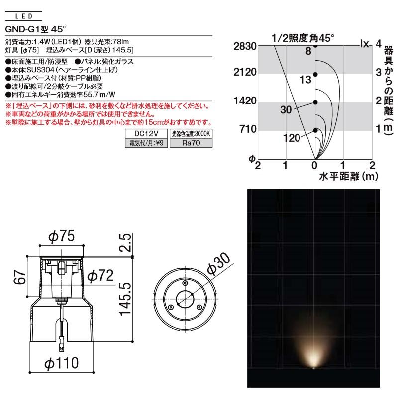 エクステリアライト 外構照明 12V美彩 グラウンドライト GND-G1型 45