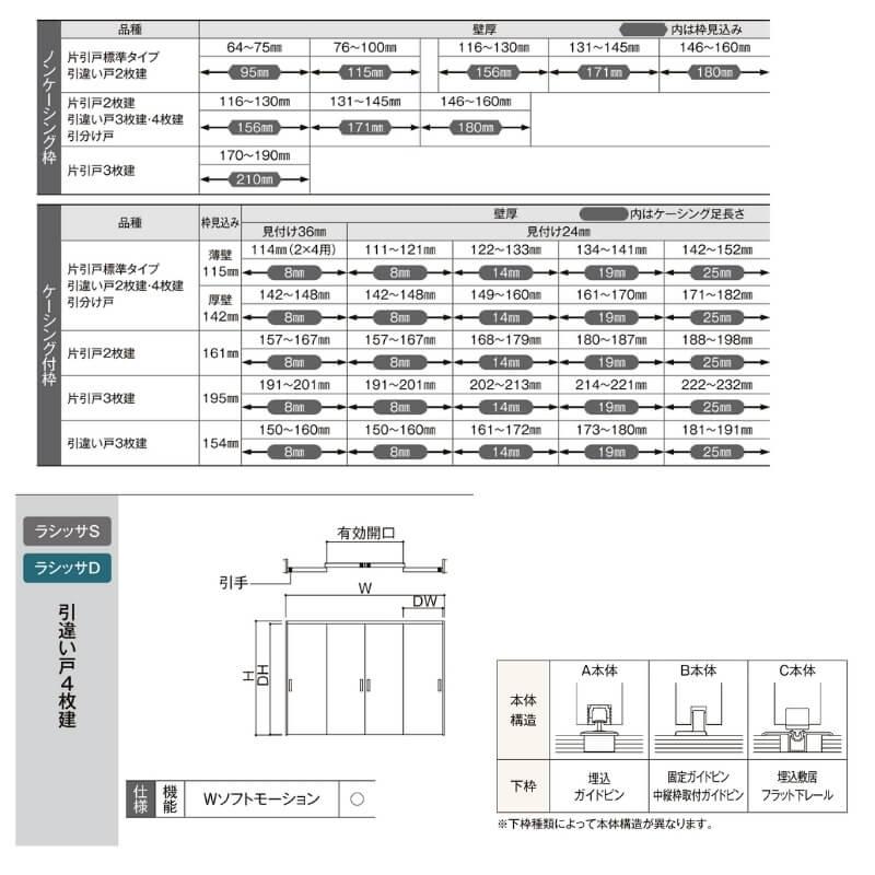 可動間仕切り リクシル ラシッサD キナリモダン 引違い戸 4枚建  AKMHF-LZE ケーシング付枠 3220 3223 室内引き戸 リフォーム DIY - 12