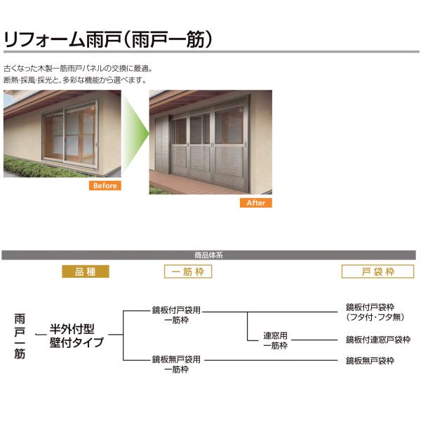 後付け雨戸 LIXIL/TOSTEM 雨戸一筋 半外付型 壁付タイプ Danパネル雨戸 2枚 鏡板無し戸袋 オーダーサイズ 幅一筋W1050〜1539×高さ一筋H1819〜2183mm 台風対策_1