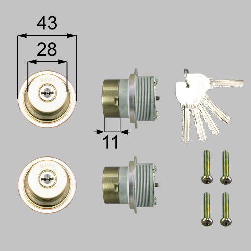 LIXIL/TOSTEMリクシル トステム ドア錠セット（MIWA URシリンダ−）内筒のみ L1X80 アルミサッシ