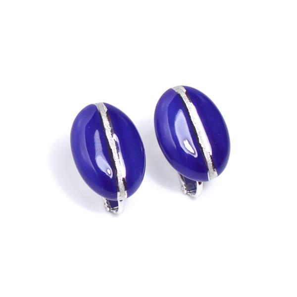 伊万里焼有田焼で知られる陶芸磁器イヤリング。瑠璃釉白金彩