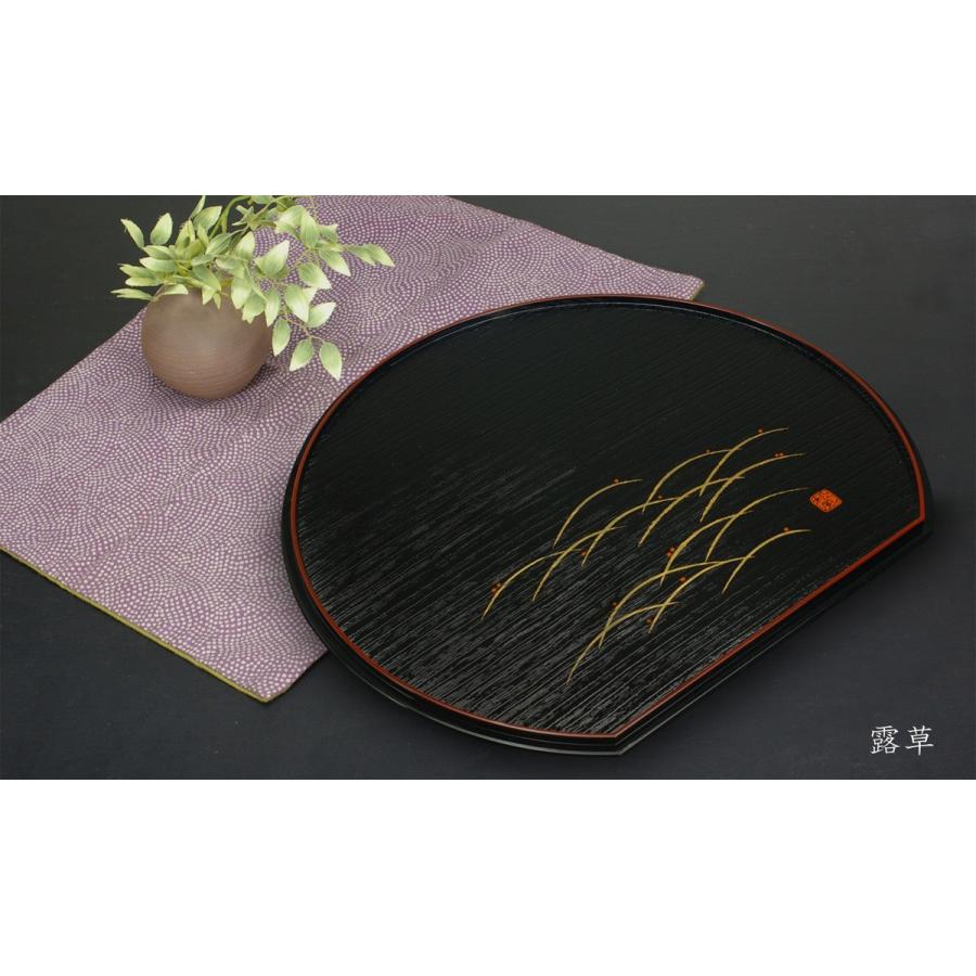 お盆 トレー おしゃれ （ タツクラフト 紀州塗り 会席 半月盆 36cm