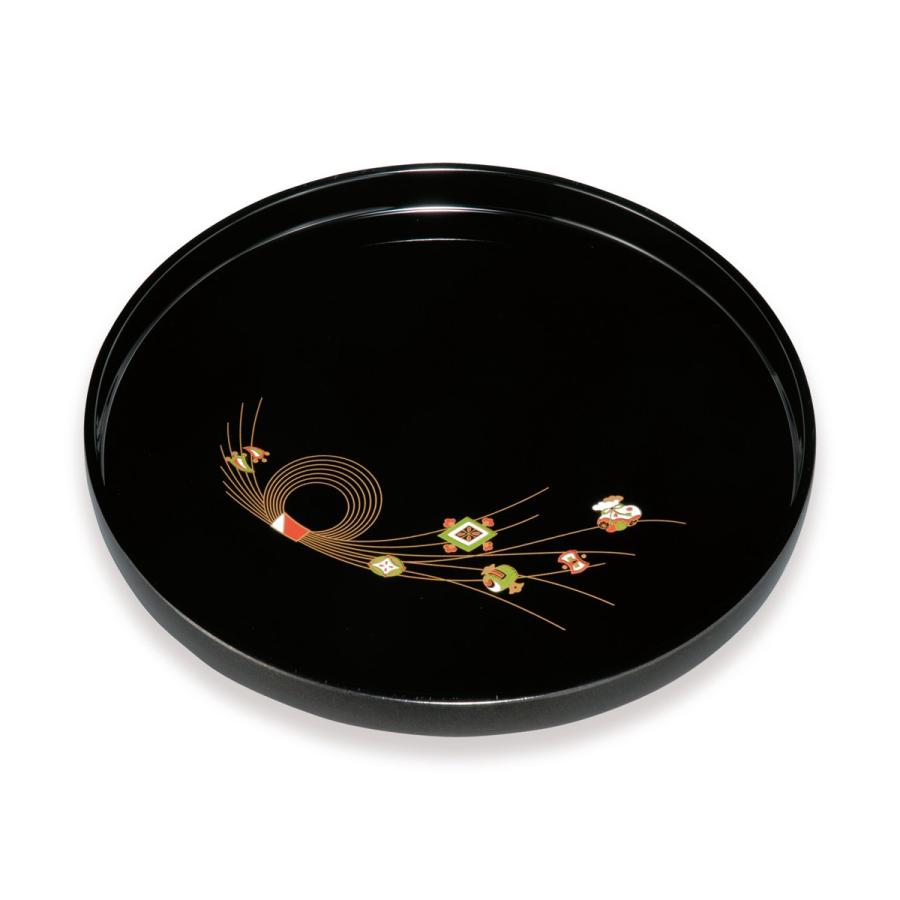 お盆 トレー おしゃれ 丸盆 黒 夢うさぎ 30cm 漆器 和柄 和風 ギフト 名入れ 日本製 新版