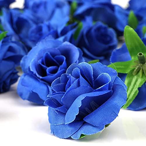 Kesote 造花 バラ 手作り ローズ 薔薇 花のみ ブルー 50個 4cm 結婚式 二次会 お誕生日会 イベント プレゼント 飾り付けに