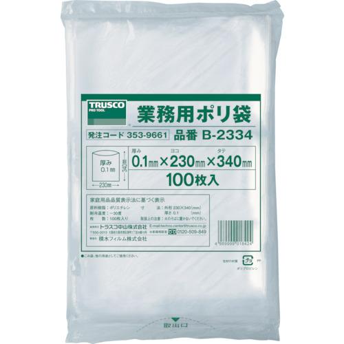 TRUSCO 厚手ポリ袋 縦340X横230Xt0．1 100枚入