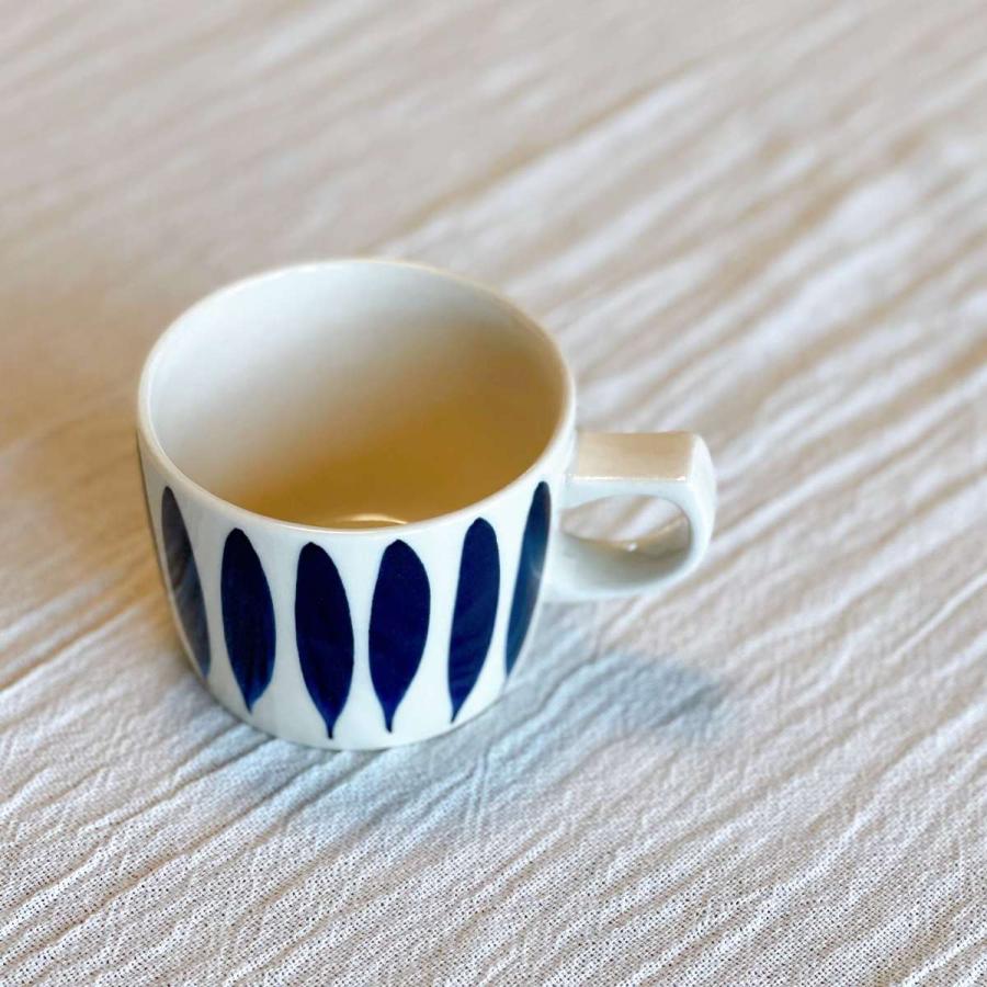 染十草 青 マグカップ 小さい 浅い 人気 陶器 ストライプ かわいい 食