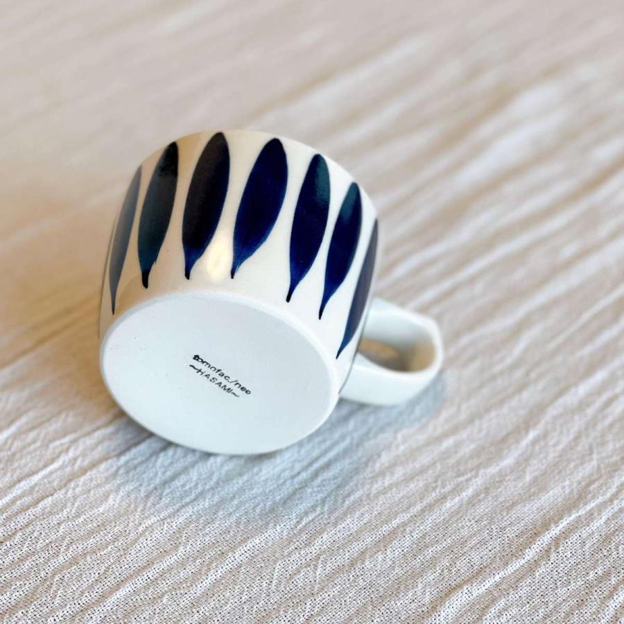 染十草 青 マグカップ 小さい 浅い 人気 陶器 ストライプ かわいい 食