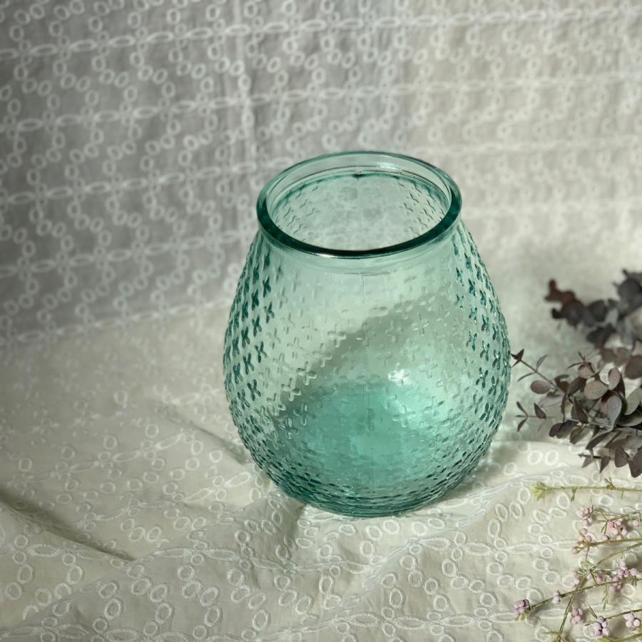 フラワーベース シンプル おしゃれ ガラスベース クリアベース ガラス花瓶 輸入 スペイン リサイクル クリア 直径17ｃｍ×H19cm｜tatsumi50g40｜02