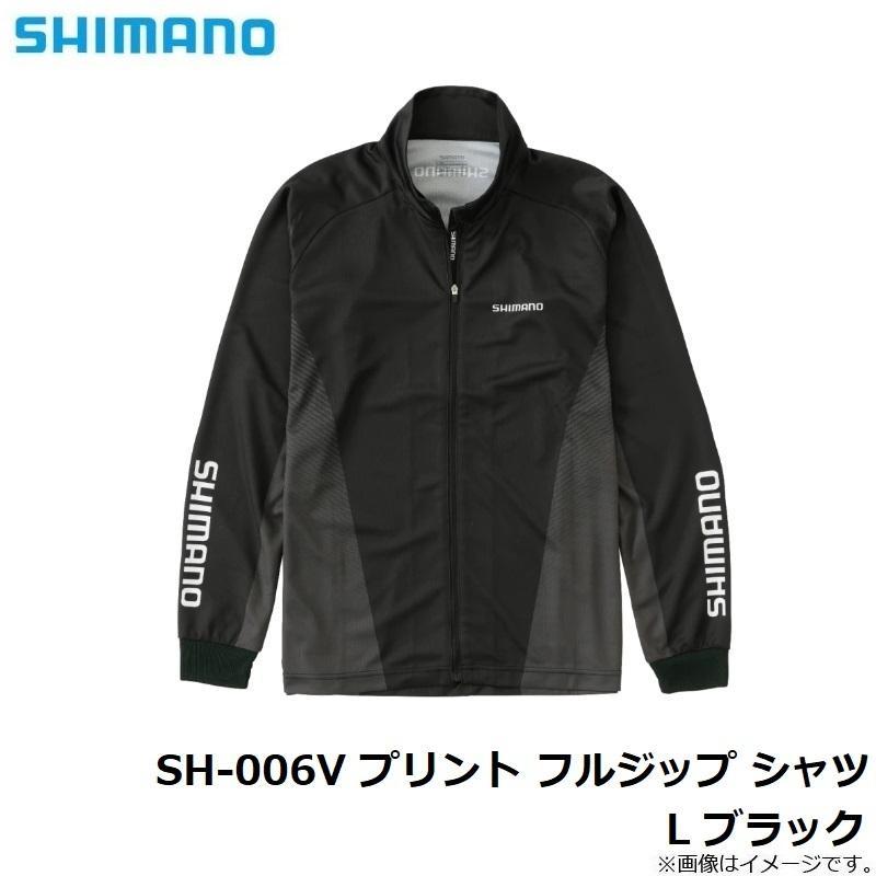 SHIMANO SH-006V プリント フルジップ シャツ L ブラック シマノ