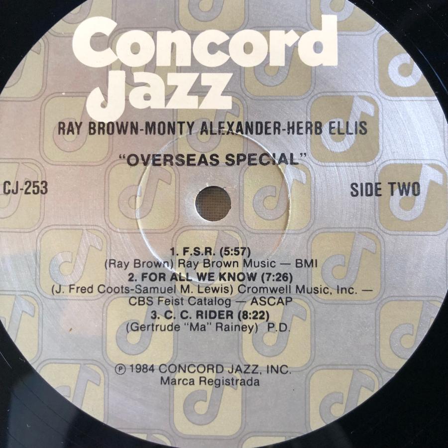 Monty Alexander, Ray Brown, Herb Ellis / Overseas Special  LP  Concord Jazz｜tatsureco｜05