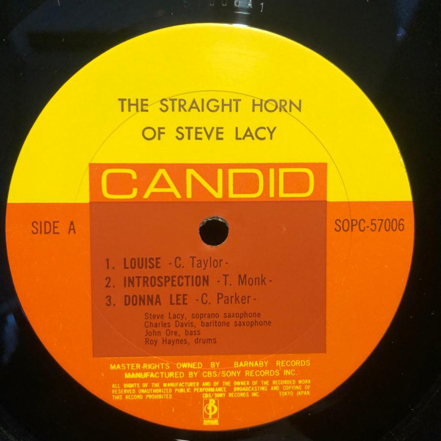 Steve Lacy / The Straight Horn Of LP CANDID・CBS/SONY : tatsuda