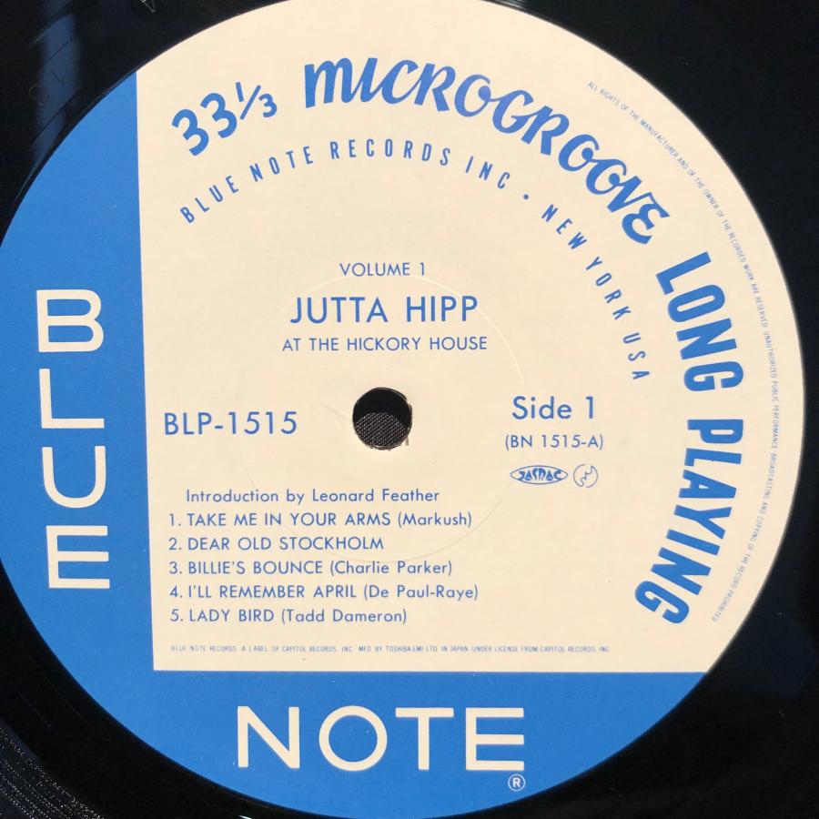 Jutta Hipp / At The Hickory House Volume 1 LP Blue Note・TOSHIBA