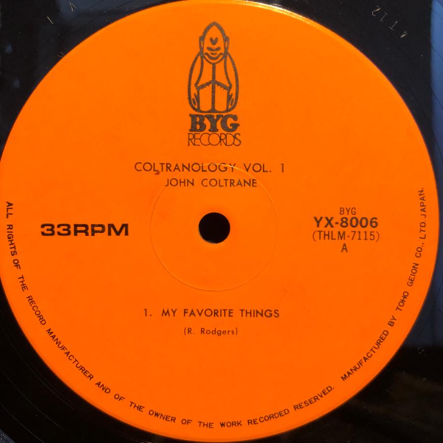 John Coltrane / Coltranology Vol. 1 LP BYG Records ・TOHO RECORDS
