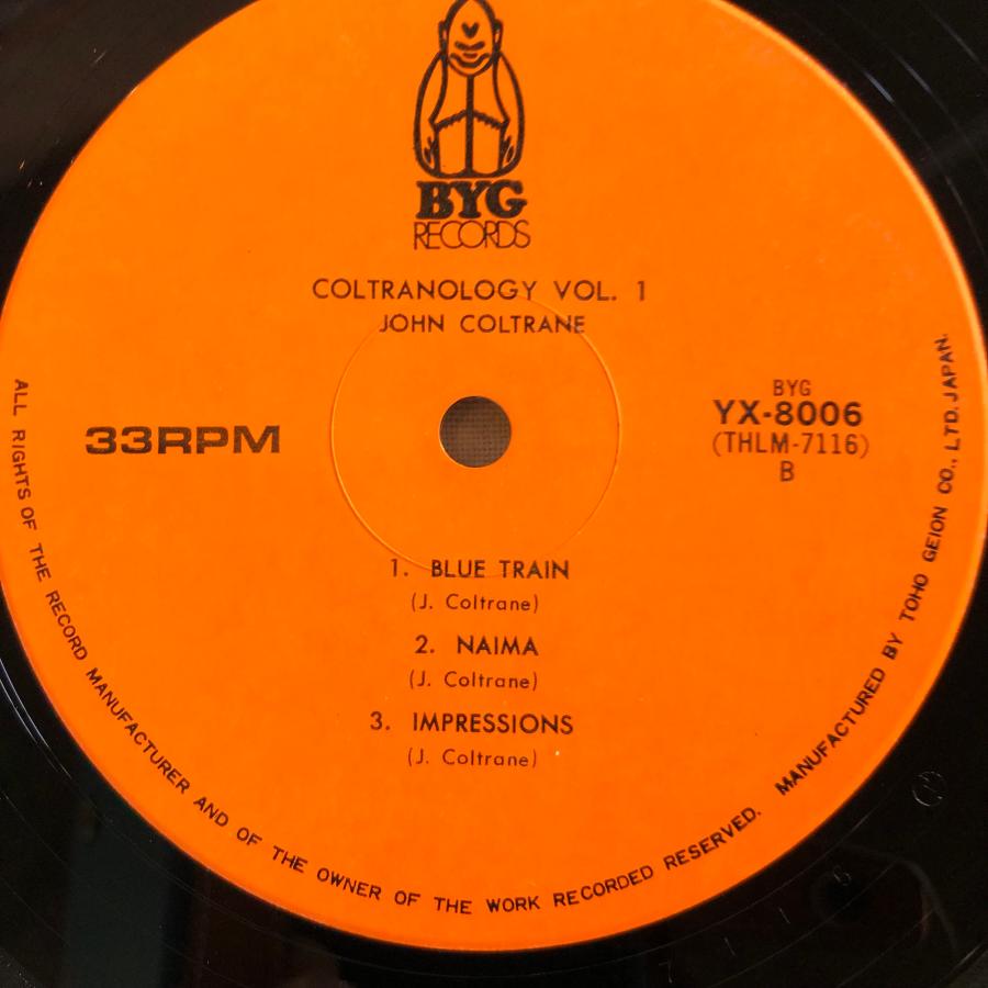 John Coltrane / Coltranology Vol. 1 LP BYG Records ・TOHO RECORDS