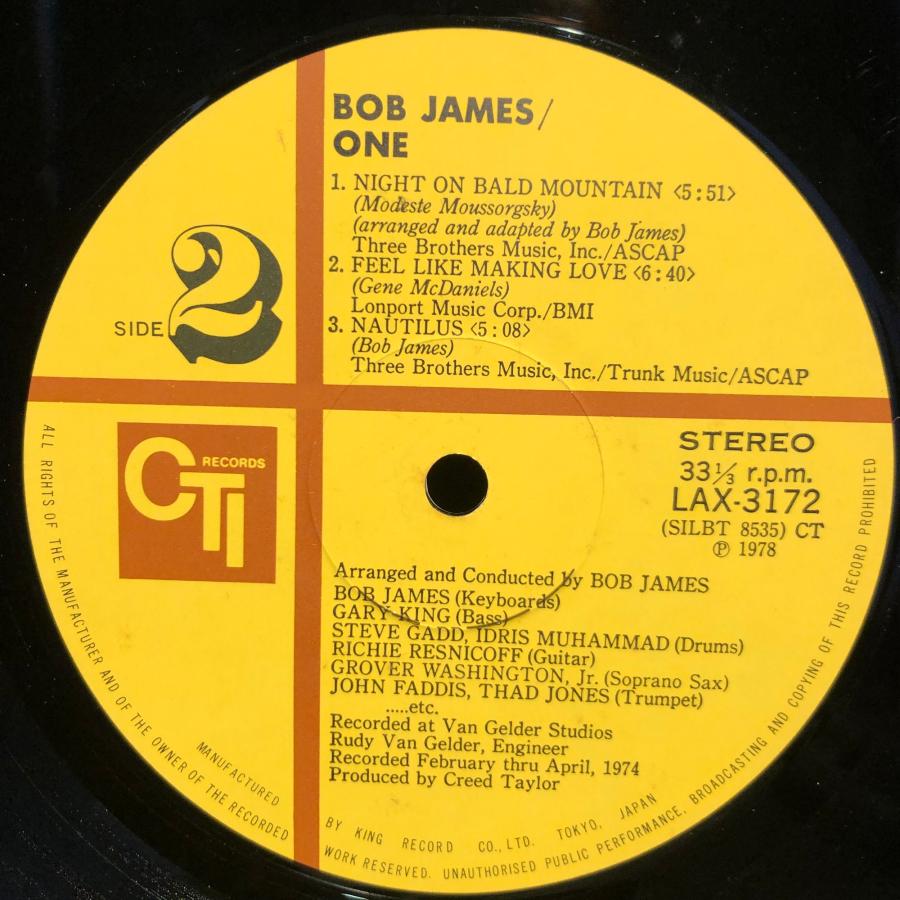 Bob James / One LP CTI Records ・KING RECORD : tatsuda records