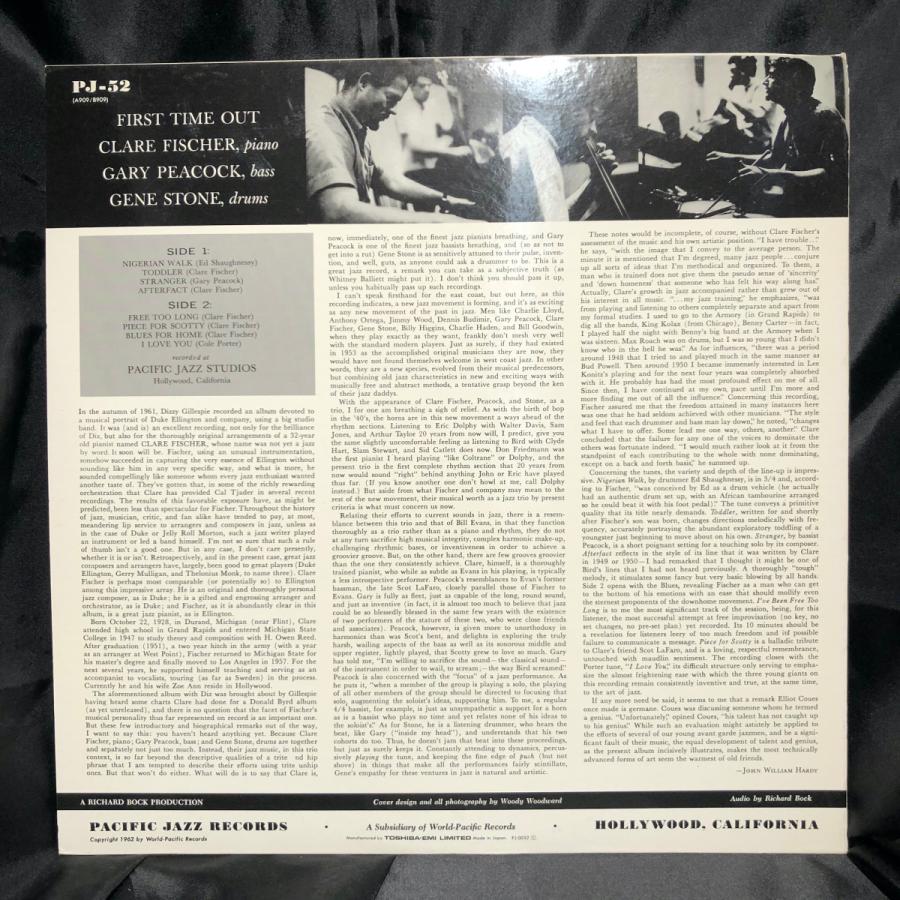 Clare Fischer / First Time Out LP Pacific Jazz ・TOSHIBA-EMI