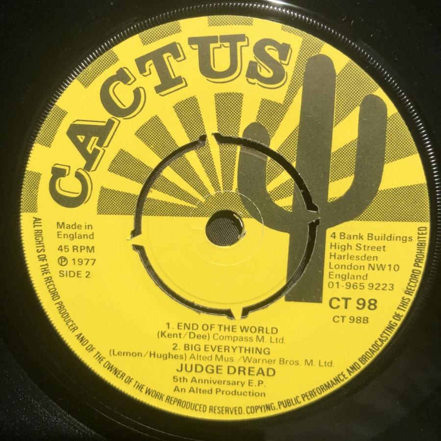 JUDGE DREAD / 5th Anniversary 7inch Cactus : tatsuda records - 通販 ...