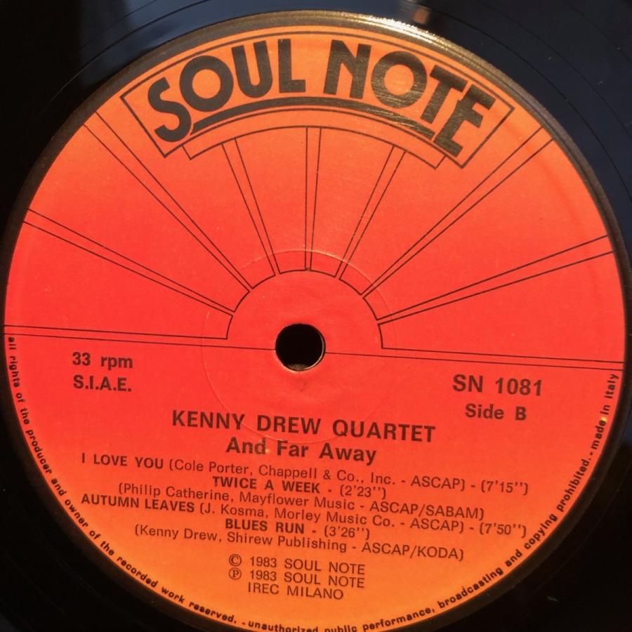Kenny Drew Quartet / And Far Away LP Soul Note : tatsuda records 