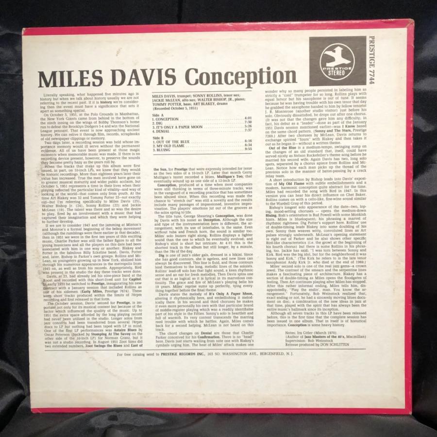 Miles Davis / Conception LP Prestige : tatsuda records - 通販