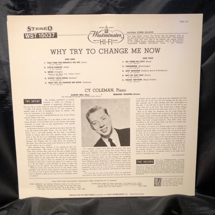Cy Coleman Jazz Trio / Why Try To Change Me Now LP Westminster
