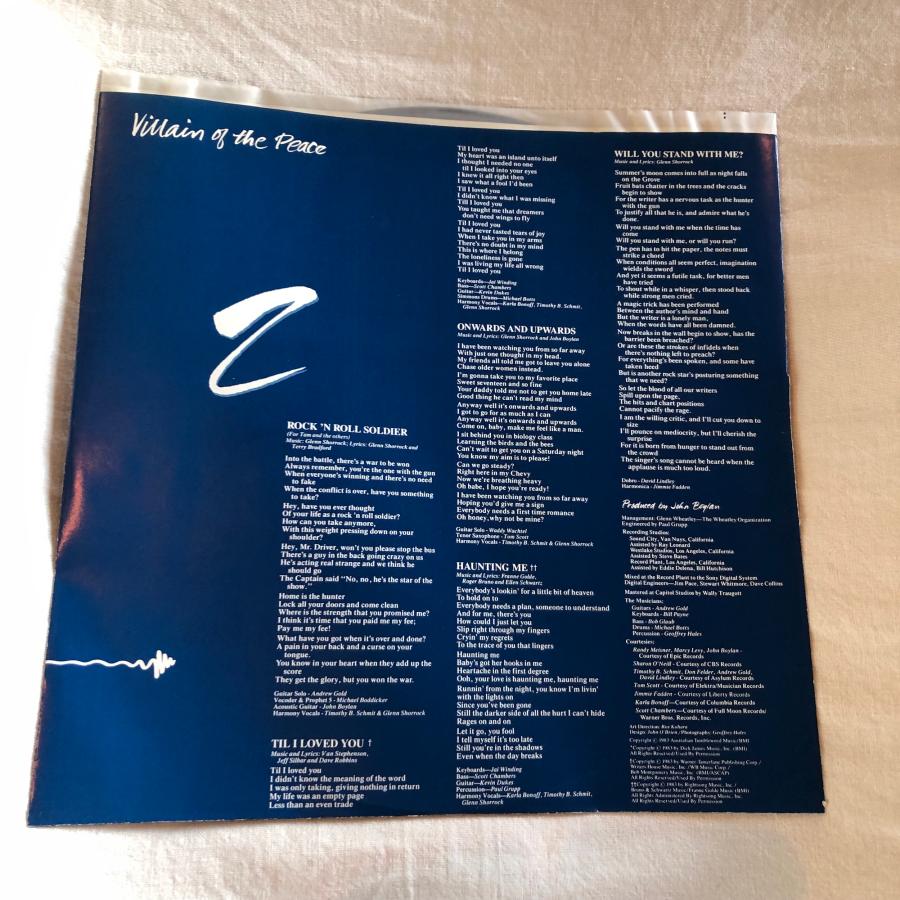 Glenn Shorrock / Villain Of The Peace LP Capitol Records : tatsuda