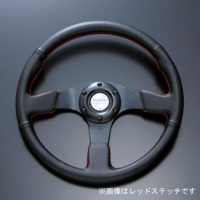 D1SPEC ステアリング フラットR 35パイ ブラックスポーク/ブラック