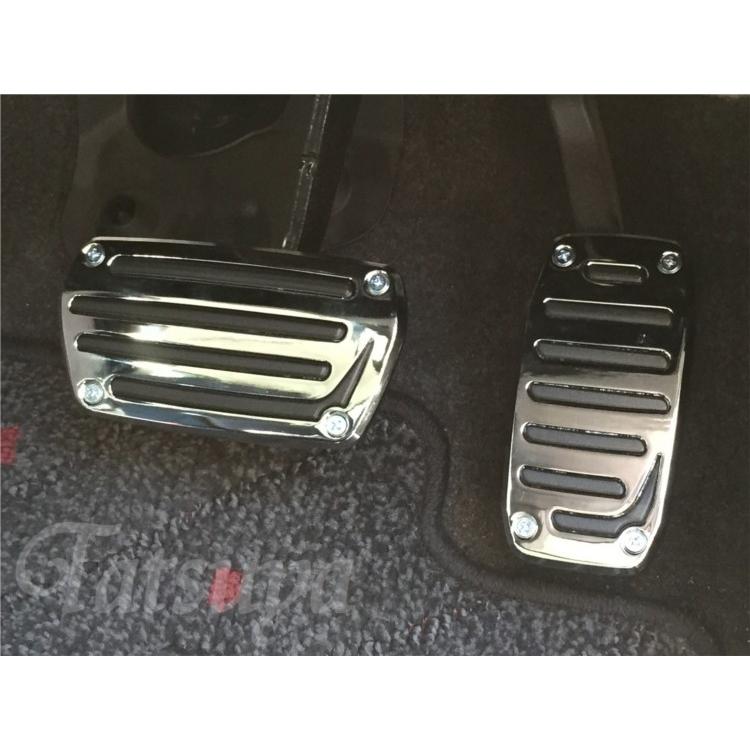 アルミ製ペダルカバー AT車用 汎用品 クローム×ブラック : TATSUYA