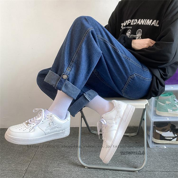 デニムパンツ メンズ ワイドパンツ ボトムス 学院風 ジーンズ ゆったり デニム カジュアル代 30代